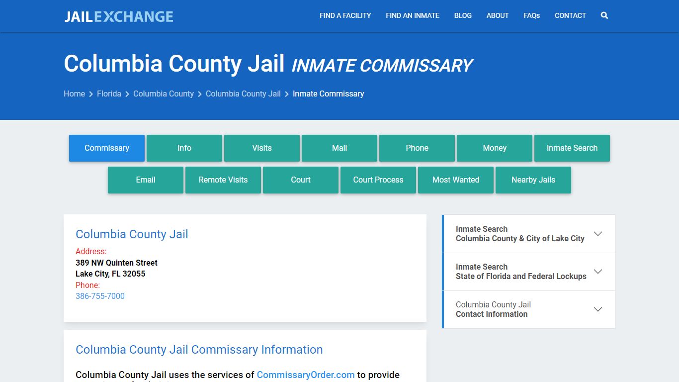 Inmate Commissary, Care Packs - Columbia County Jail, FL