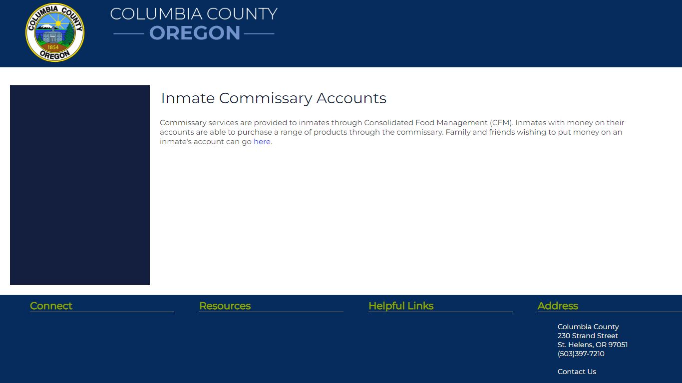 Inmate Commissary Accounts - Columbia County, Oregon